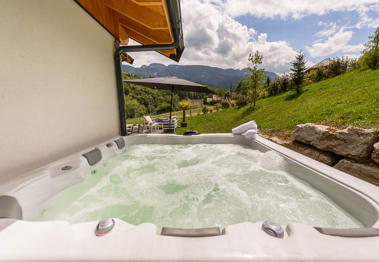 Airbnb with jacuzzi on Lake Annecy with mountain views