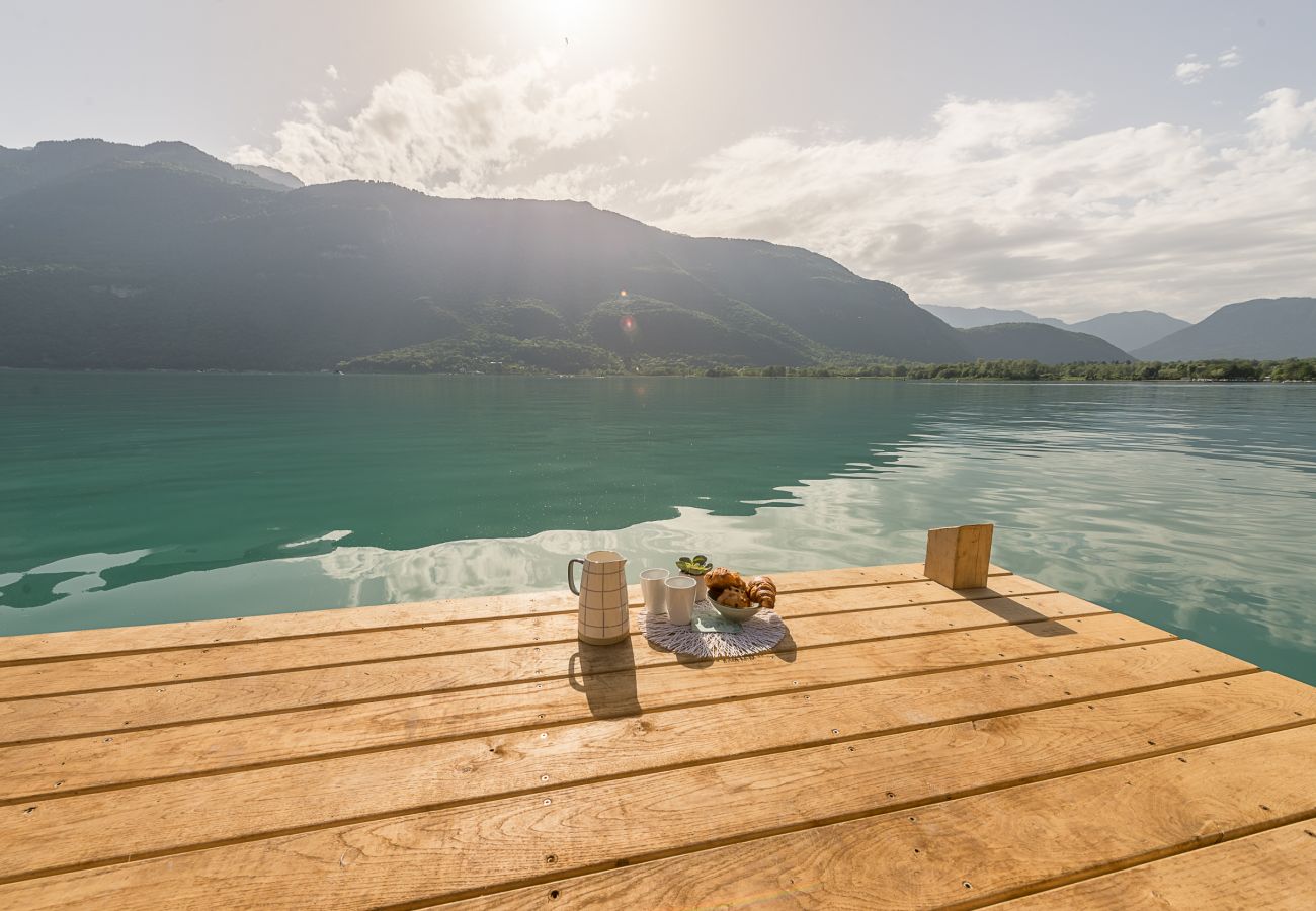 plage, ponton, location saisonnière, vacances, annecy, vue lac, vue montagne, luxe, maison, villa, hôtel, neige, soleil